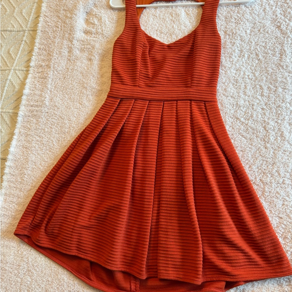 Rehab Rust Orange Striped Dress
